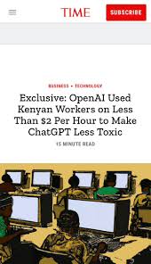 OpenAI Used Kenyan Workers on Less Than $2 Per Hour to Make ChatGPT Less Toxic — Time, 18 janvier 2023
